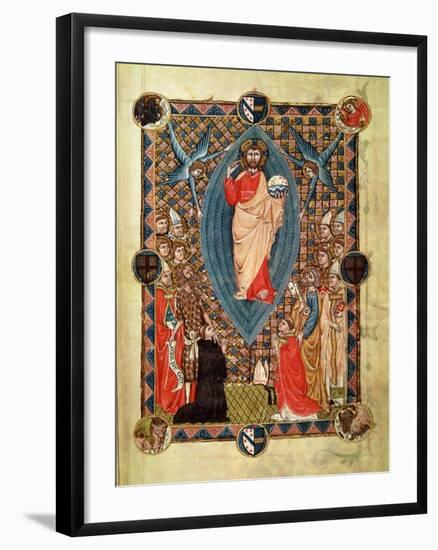 Christ in Majesty with Saints, from the Pontifical of Bishop Pierre de La Jugie, 1350-null-Framed Giclee Print