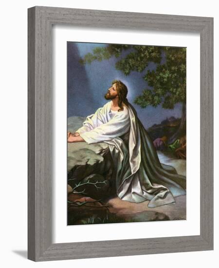 Christ in the Garden of Gethsemane by Heinrich Hofmann, 1930S-Heinrich Hofmann-Framed Giclee Print