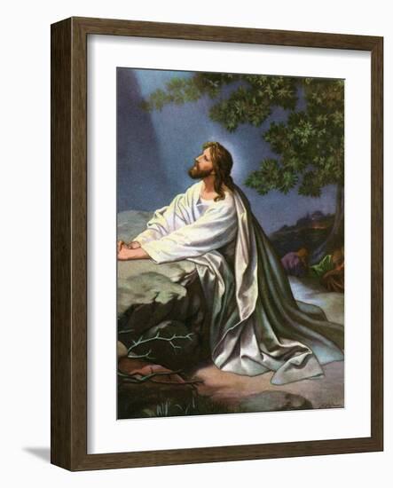 Christ in the Garden of Gethsemane by Heinrich Hofmann, 1930S-Heinrich Hofmann-Framed Giclee Print