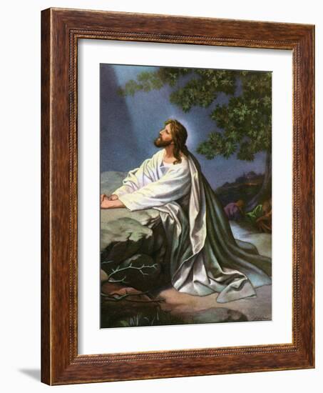 Christ in the Garden of Gethsemane by Heinrich Hofmann, 1930S-Heinrich Hofmann-Framed Giclee Print