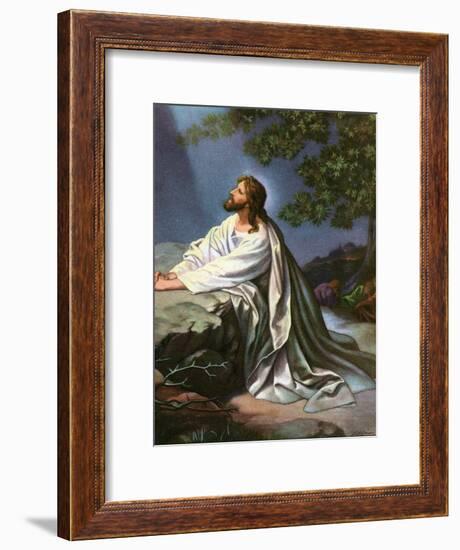 Christ in the Garden of Gethsemane by Heinrich Hofmann, 1930S-Heinrich Hofmann-Framed Giclee Print