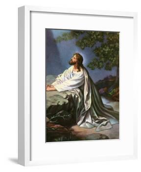 Christ in the Garden of Gethsemane by Heinrich Hofmann, 1930S-Heinrich Hofmann-Framed Giclee Print