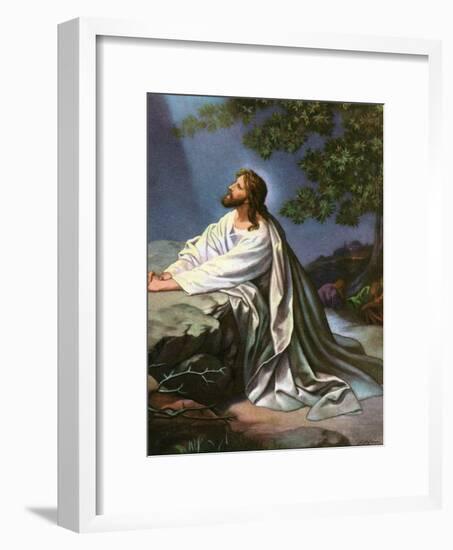 Christ in the Garden of Gethsemane by Heinrich Hofmann, 1930S-Heinrich Hofmann-Framed Giclee Print