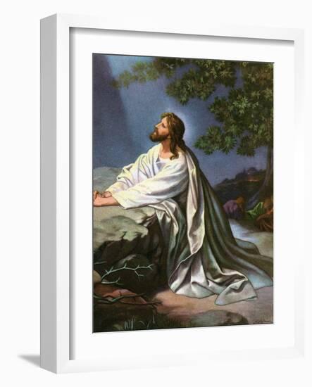 Christ in the Garden of Gethsemane by Heinrich Hofmann, 1930S-Heinrich Hofmann-Framed Giclee Print