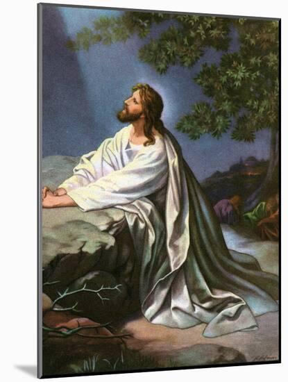 Christ in the Garden of Gethsemane by Heinrich Hofmann, 1930S-Heinrich Hofmann-Mounted Giclee Print