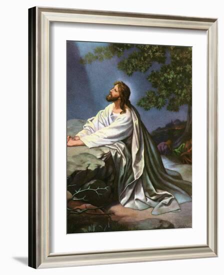 Christ in the Garden of Gethsemane by Heinrich Hofmann, 1930S-Heinrich Hofmann-Framed Giclee Print