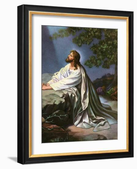 Christ in the Garden of Gethsemane by Heinrich Hofmann, 1930S-Heinrich Hofmann-Framed Giclee Print