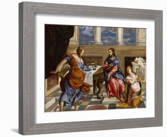 Christ in the House of Martha and Mary, 1600-El Greco-Framed Giclee Print