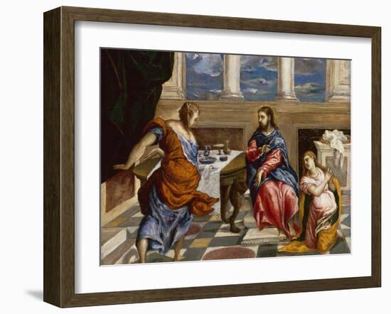 Christ in the House of Martha and Mary, 1600-El Greco-Framed Giclee Print