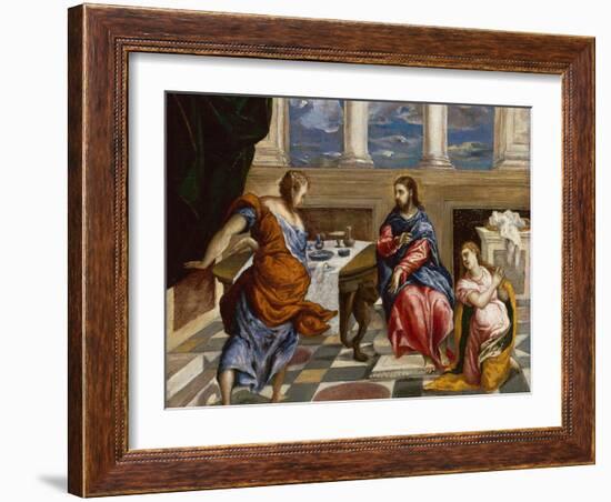 Christ in the House of Martha and Mary, 1600-El Greco-Framed Giclee Print