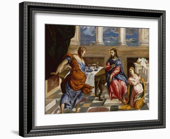 Christ in the House of Martha and Mary, 1600-El Greco-Framed Giclee Print