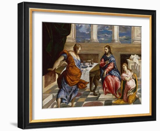 Christ in the House of Martha and Mary, 1600-El Greco-Framed Giclee Print
