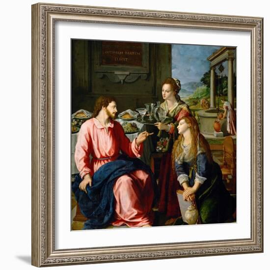 Christ in the House of Martha and Mary, 1605-Alessandro Allori-Framed Giclee Print