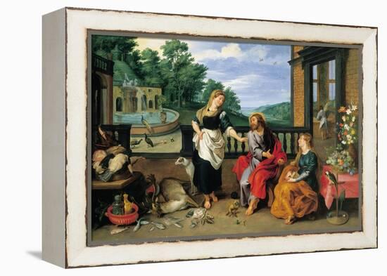 Christ in the House of Martha and Mary-Jan Brueghel the Younger-Framed Premier Image Canvas