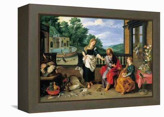 Christ in the House of Martha and Mary-Jan Brueghel the Younger-Framed Premier Image Canvas