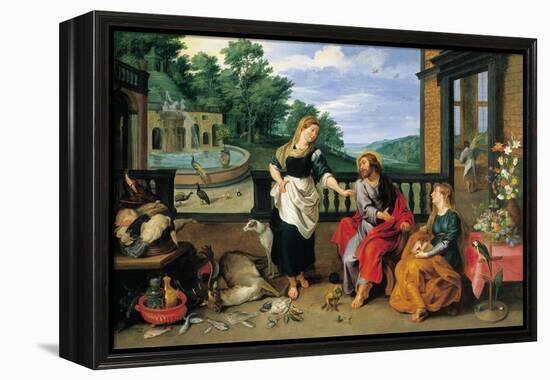 Christ in the House of Martha and Mary-Jan Brueghel the Younger-Framed Premier Image Canvas