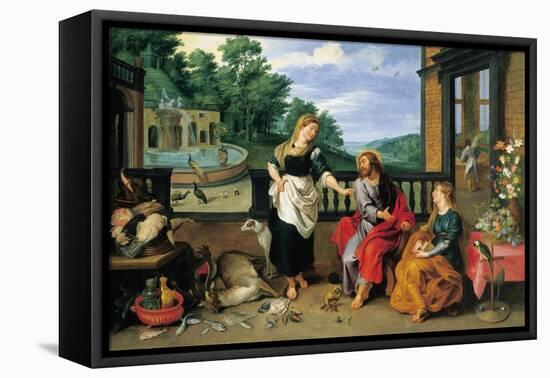 Christ in the House of Martha and Mary-Jan Brueghel the Younger-Framed Premier Image Canvas