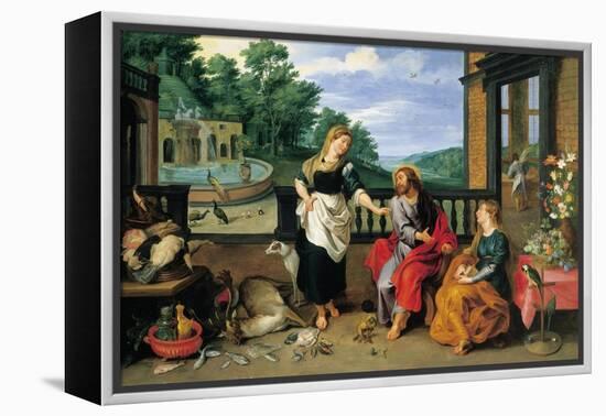 Christ in the House of Martha and Mary-Jan Brueghel the Younger-Framed Premier Image Canvas