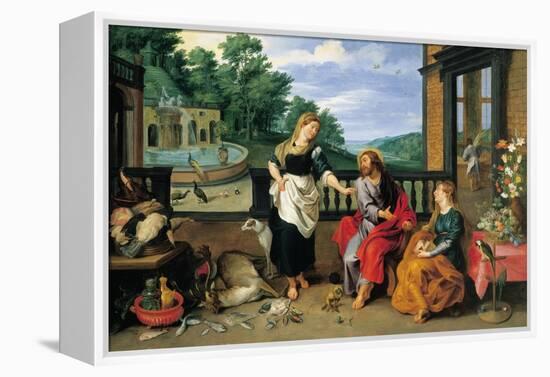 Christ in the House of Martha and Mary-Jan Brueghel the Younger-Framed Premier Image Canvas