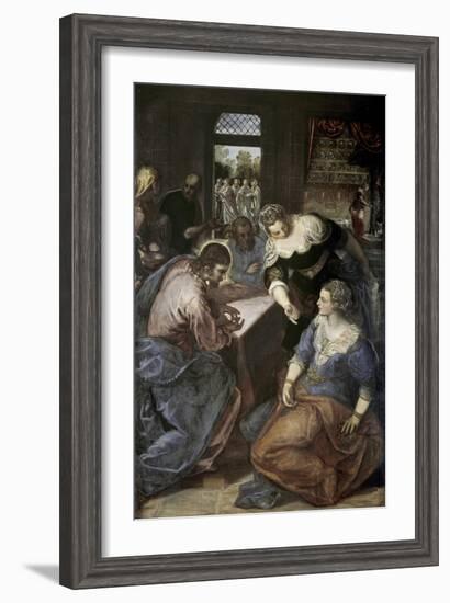 Christ in the House of Mary and Martha-Jacopo Robusti Tintoretto-Framed Giclee Print