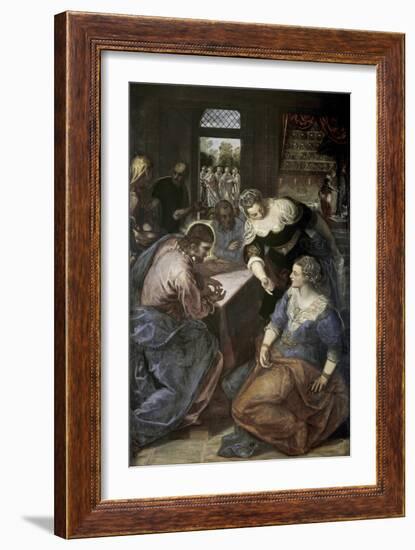 Christ in the House of Mary and Martha-Jacopo Robusti Tintoretto-Framed Giclee Print