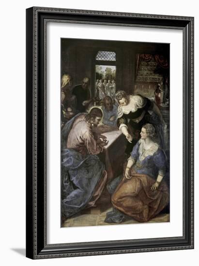 Christ in the House of Mary and Martha-Jacopo Robusti Tintoretto-Framed Giclee Print