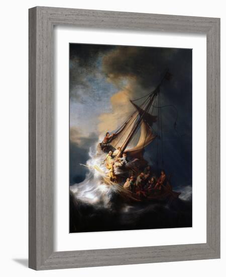 Christ in the Storm on the Lake of Galilee, 1633-Rembrandt van Rijn-Framed Premium Giclee Print