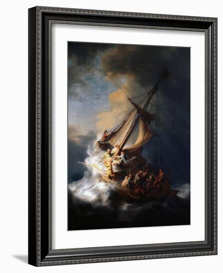 Christ in the Storm on the Lake of Galilee, 1633-Rembrandt van Rijn-Framed Premium Giclee Print