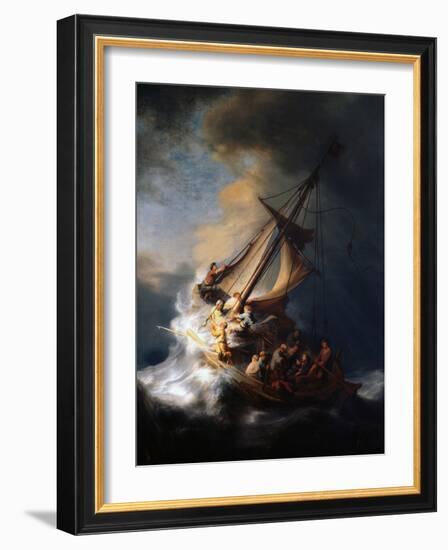 Christ in the Storm on the Lake of Galilee, 1633-Rembrandt van Rijn-Framed Premium Giclee Print