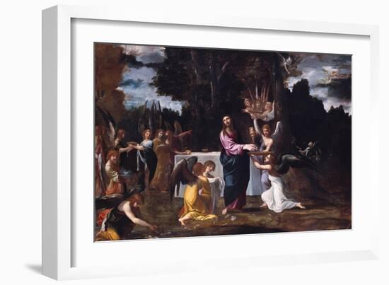 Christ in the Wilderness, Served by Angels, Ca 1608-Lodovico Carracci-Framed Giclee Print