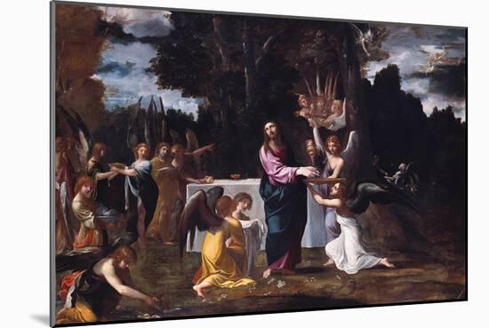 Christ in the Wilderness, Served by Angels, Ca 1608-Lodovico Carracci-Mounted Giclee Print