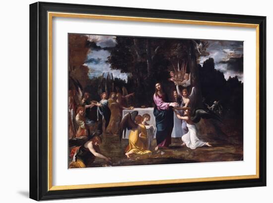 Christ in the Wilderness, Served by Angels, Ca 1608-Lodovico Carracci-Framed Giclee Print