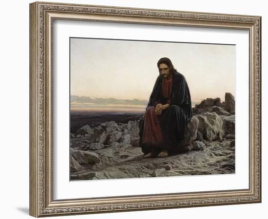 Christ in the Wilderness-Ivan Nikolaevich Kramskoi-Framed Art Print