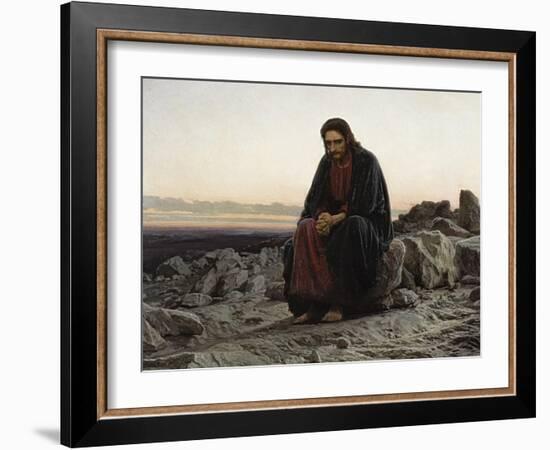 Christ in the Wilderness-Ivan Nikolaevich Kramskoi-Framed Art Print