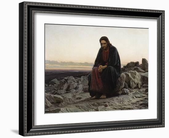 Christ in the Wilderness-Ivan Nikolaevich Kramskoi-Framed Art Print