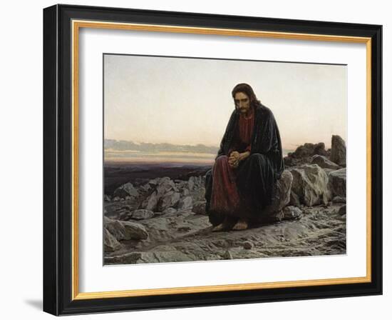 Christ in the Wilderness-Ivan Nikolaevich Kramskoi-Framed Art Print