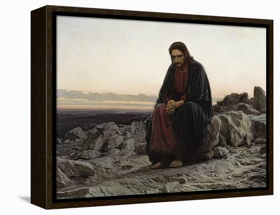 Christ in the Wilderness-Ivan Nikolaevich Kramskoi-Framed Stretched Canvas