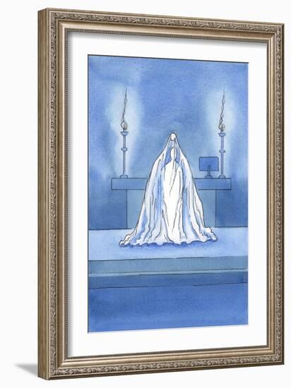 Christ is Truly Present, but it is as If a Veil Hides Him from Our Gaze., 2001 (W/C on Paper)-Elizabeth Wang-Framed Giclee Print