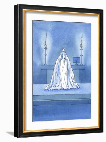 Christ is Truly Present, but it is as If a Veil Hides Him from Our Gaze., 2001 (W/C on Paper)-Elizabeth Wang-Framed Giclee Print