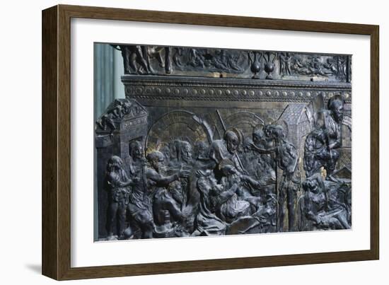 Christ Laying in His Tomb, Detail from the Left Pulpit, Basilica of St Lawrence, Florence-null-Framed Giclee Print