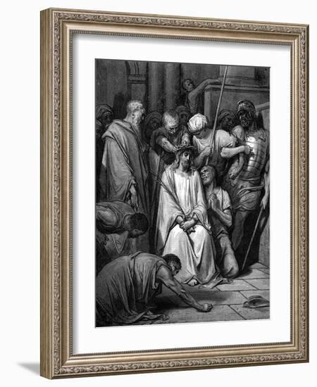 Christ Mocked and the Crown of Thorns Placed on His Head-Gustave Doré-Framed Giclee Print