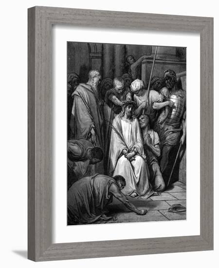 Christ Mocked and the Crown of Thorns Placed on His Head-Gustave Doré-Framed Giclee Print