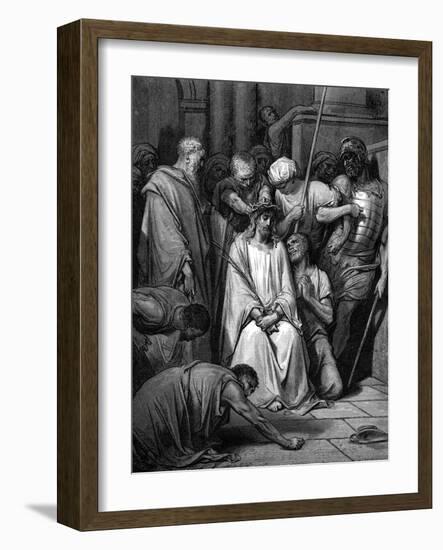 Christ Mocked and the Crown of Thorns Placed on His Head-Gustave Doré-Framed Giclee Print