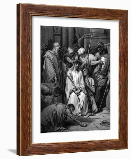 Christ Mocked and the Crown of Thorns Placed on His Head-Gustave Doré-Framed Giclee Print