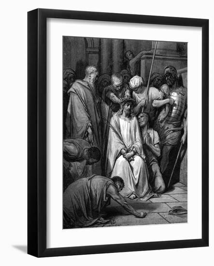 Christ Mocked and the Crown of Thorns Placed on His Head-Gustave Doré-Framed Giclee Print