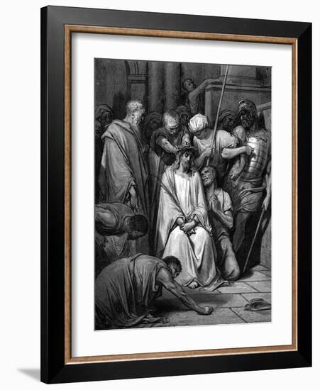 Christ Mocked and the Crown of Thorns Placed on His Head-Gustave Doré-Framed Giclee Print