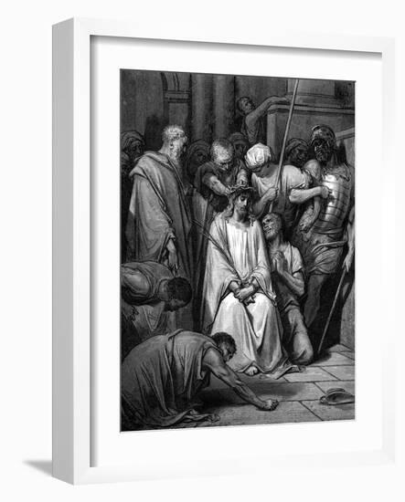 Christ Mocked and the Crown of Thorns Placed on His Head-Gustave Doré-Framed Giclee Print