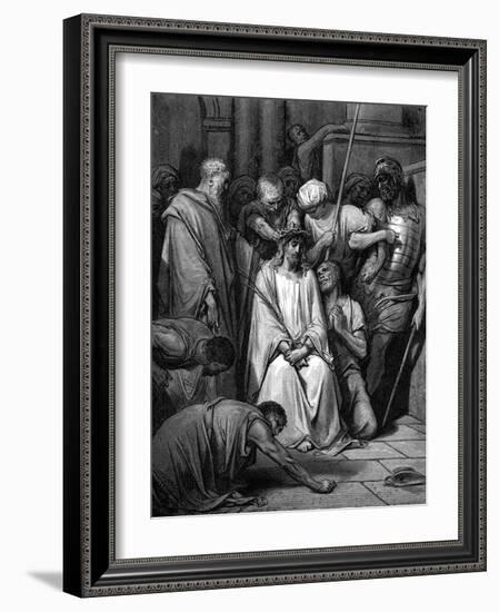 Christ Mocked and the Crown of Thorns Placed on His Head-Gustave Doré-Framed Giclee Print