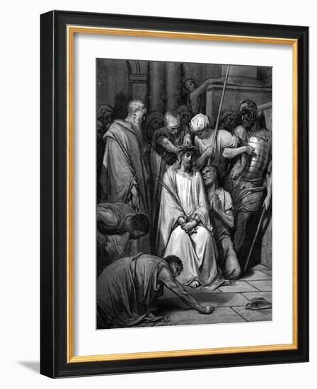 Christ Mocked and the Crown of Thorns Placed on His Head-Gustave Doré-Framed Giclee Print