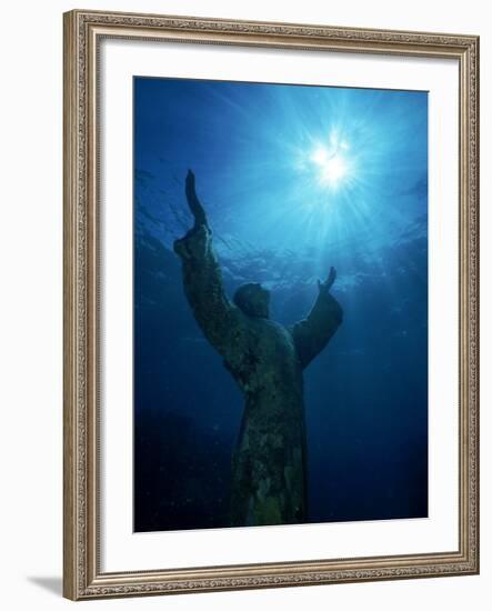 Christ of the Abyss Statue, Pennekamp State Park, FL-Shirley Vanderbilt-Framed Photographic Print